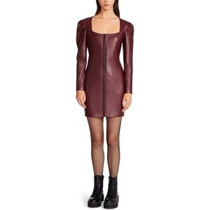 Hook Front Vegan Leather Mini Dress